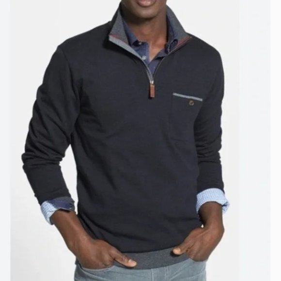 Ted Baker Quarter Zip Deep Navy Pullover - Picture 1 of 6